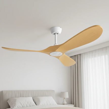 Ventilateur Plafond Silencieux - Blanc et ABS Marron Clair