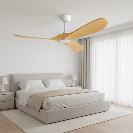 Ventilateur Plafond Silencieux - Blanc et ABS Marron Clair