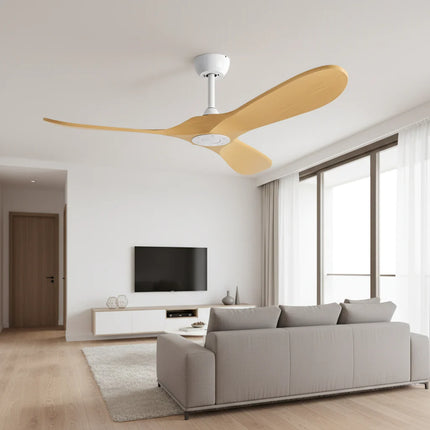 Ventilateur Plafond Silencieux - Blanc et ABS Marron Clair