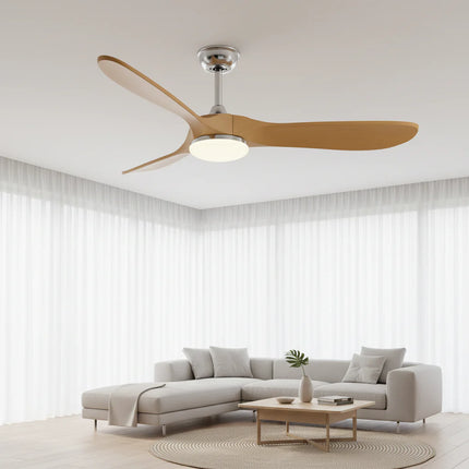 Ventilateur Plafond Silencieux - Argent et ABS Marron Naturel