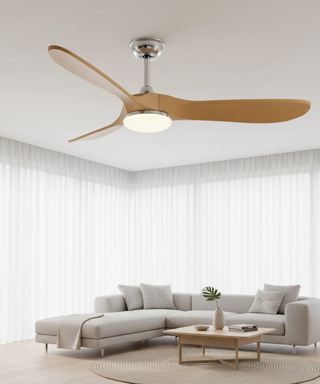 Ventilateur Plafond Silencieux - Argent et ABS Marron Naturel