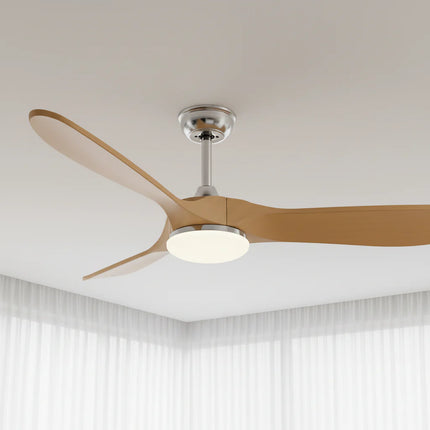 Ventilateur Plafond Silencieux - Argent et ABS Marron Naturel