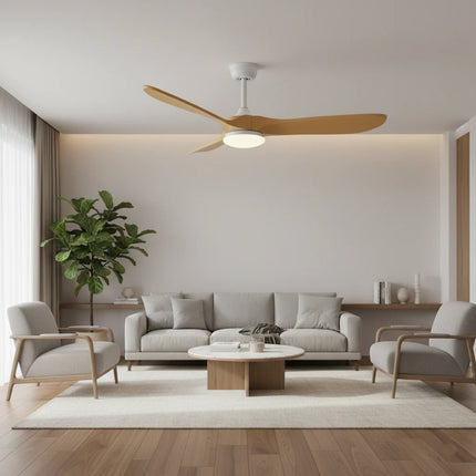 Ventilateur Plafond Silencieux - Blanc et ABS Marron Naturel