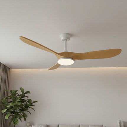Ventilateur Plafond Silencieux - Blanc et ABS Marron Naturel