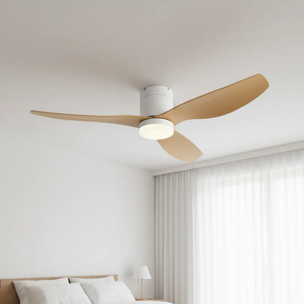 Ventilateur de Plafond Silencieux - Blanc & ABS Bois Clair
