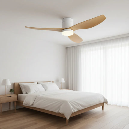 Ventilateur de Plafond Silencieux - Blanc & ABS Bois Clair