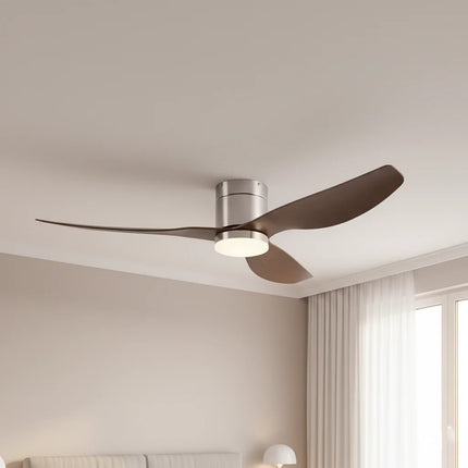 Ventilateur de Plafond Silencieux - Argent & ABS Bois Foncé