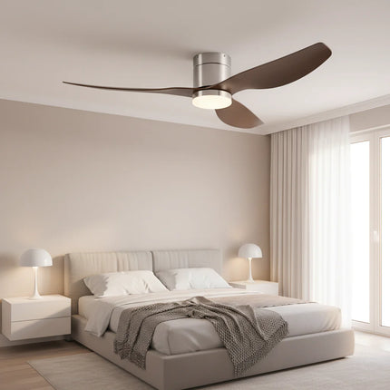 Ventilateur de Plafond Silencieux - Argent & ABS Bois Foncé