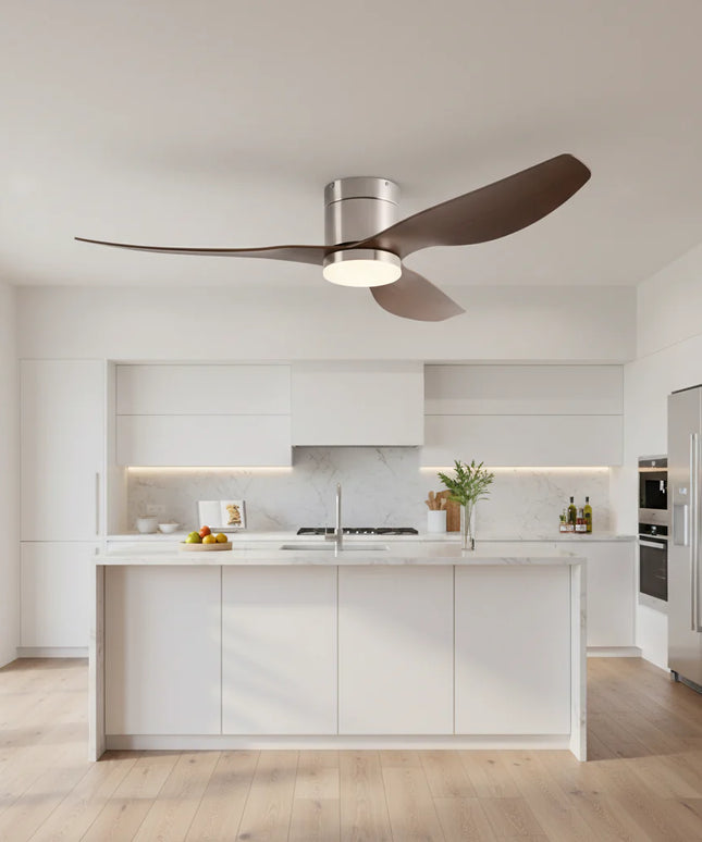 Ventilateur de Plafond Silencieux - Argent & ABS Bois Foncé