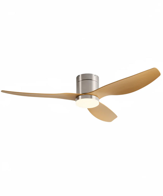 Ventilateur de Plafond Silencieux - Argent & ABS Bois Clair