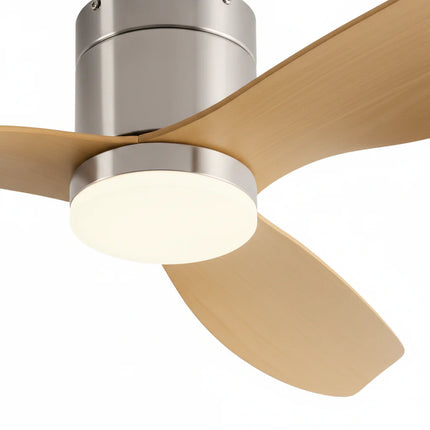Ventilateur de Plafond Silencieux - Argent & ABS Bois Clair