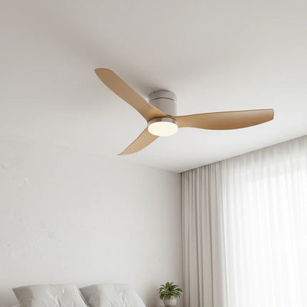 Ventilateur de Plafond Silencieux - Argent & ABS Bois Clair