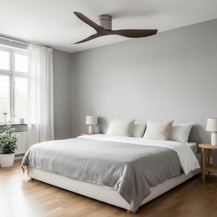 Ventilateur de Plafond - Argent & ABS Bois Foncé