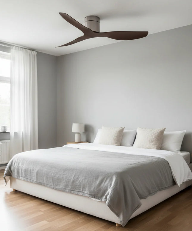 Ventilateur de Plafond - Argent & ABS Bois Foncé