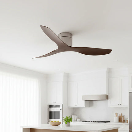 Ventilateur de Plafond - Argent & ABS Bois Foncé