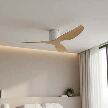Ventilateur de Plafond - Blanc & ABS Bois Clair