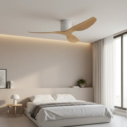 Ventilateur de Plafond - Blanc & ABS Bois Clair