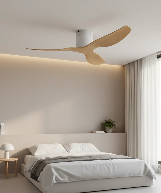 Ventilateur de Plafond - Blanc & ABS Bois Clair
