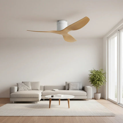 Ventilateur de Plafond - Blanc & ABS Bois Clair
