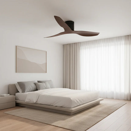 Ventilateur de Plafond - Noir & ABS Bois Foncé