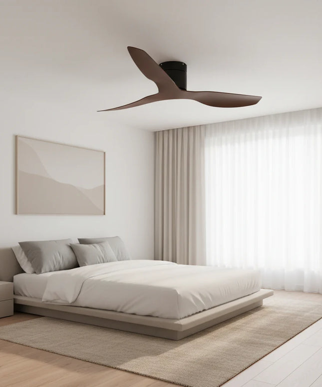 Ventilateur de Plafond - Noir & ABS Bois Foncé