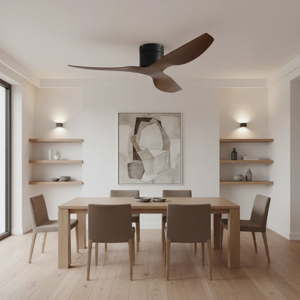Ventilateur de Plafond - Noir & ABS Bois Foncé