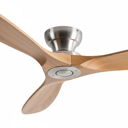 Ventilateur de Plafond  – Bois Naturel et Argent