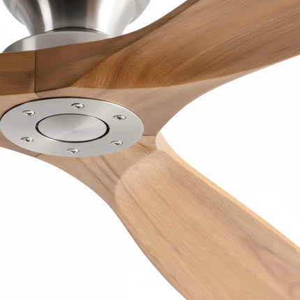 Ventilateur de Plafond  – Bois Naturel et Argent