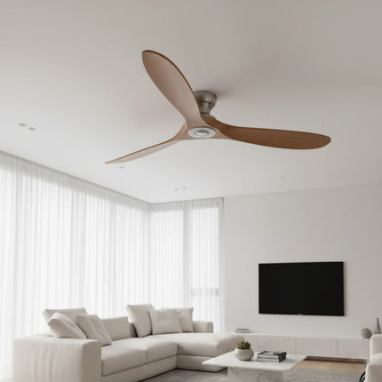 Ventilateur de Plafond  – Bois Naturel et Argent