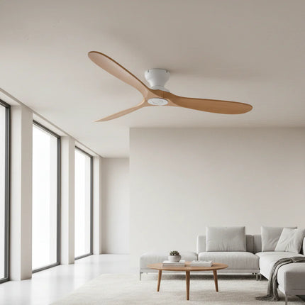 Ventilateur de Plafond – Bois Naturel et Blanc