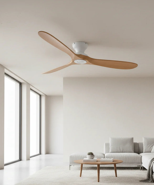 Ventilateur de Plafond – Bois Naturel et Blanc