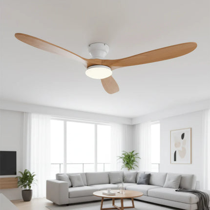 Ventilateur de Plafond  – Bois Naturel et Blanc