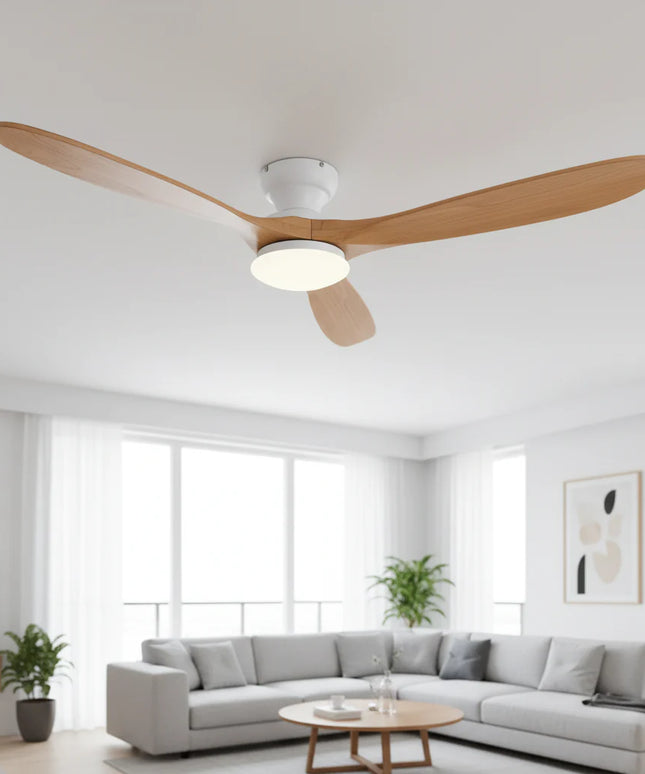 Ventilateur de Plafond  – Bois Naturel et Blanc