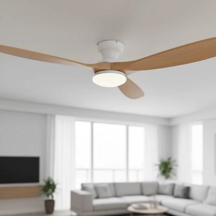 Ventilateur de Plafond  – Bois Naturel et Blanc