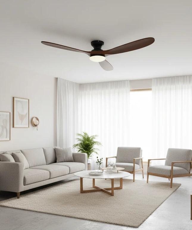 Ventilateur de Plafond – Bois Foncé et Noir