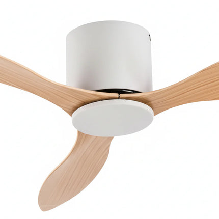 Ventilateur plafond Silencieux - Blanc & ABS Bois Clair