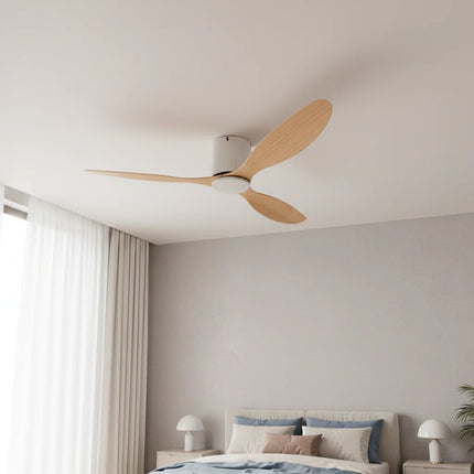 Ventilateur plafond Silencieux - Blanc & ABS Bois Clair