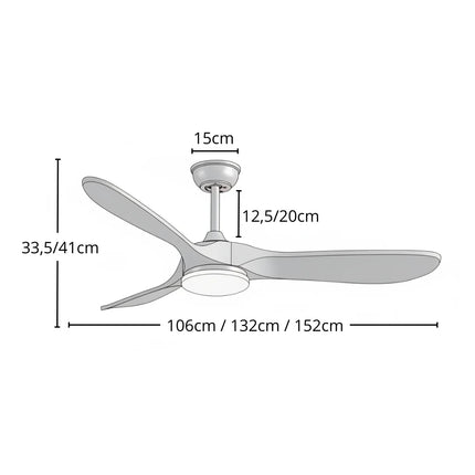 Ventilateur Plafond Silencieux - Argent et ABS Marron Naturel