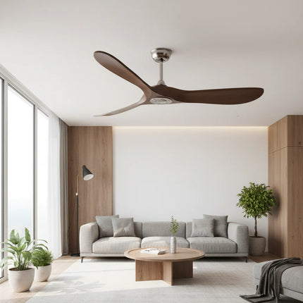 Ventilateur Plafond Silencieux - Argent et ABS Marron Foncé