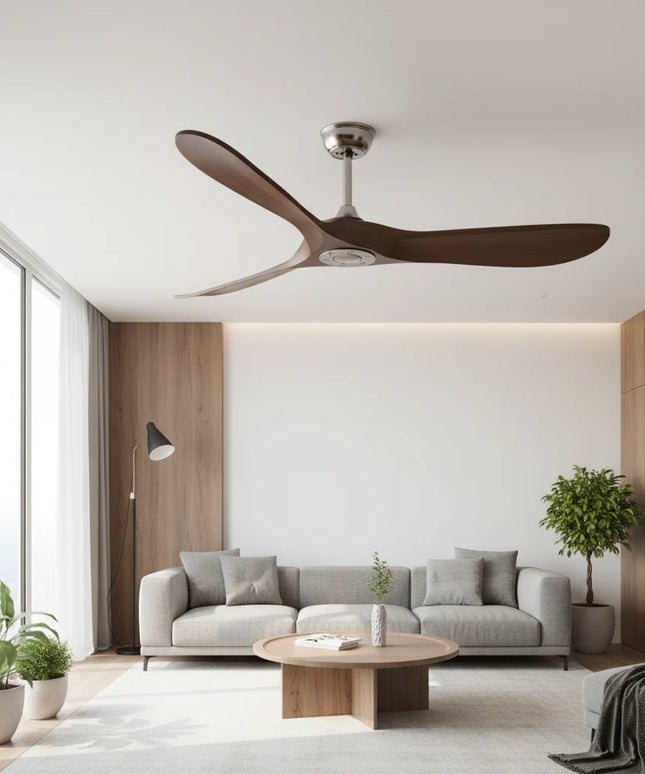 Ventilateur Plafond Silencieux - Argent et ABS Marron Foncé