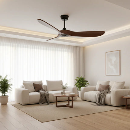 Ventilateur Plafond Silencieux - Noir et ABS Marron Foncé