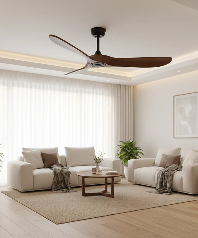 Ventilateur Plafond Silencieux - Noir et ABS Marron Foncé