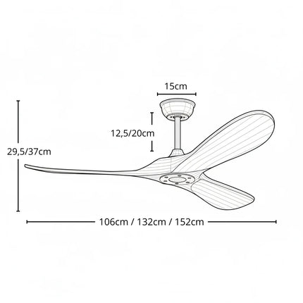 Ventilateur Plafond Silencieux - Noir et ABS Marron Foncé
