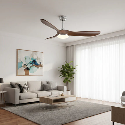 Ventilateur Plafond Silencieux - Argent et ABS Marron Foncé