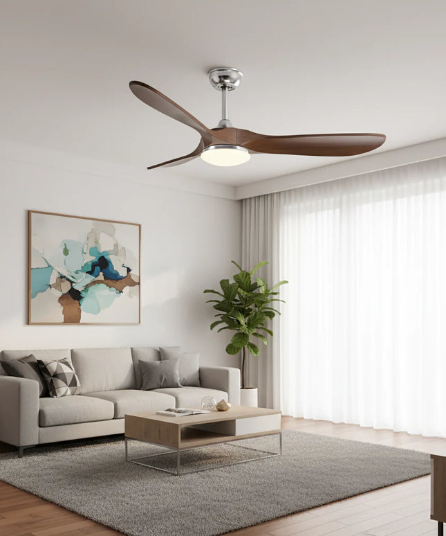 Ventilateur Plafond Silencieux - Argent et ABS Marron Foncé