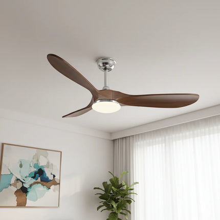 Ventilateur Plafond Silencieux - Argent et ABS Marron Foncé