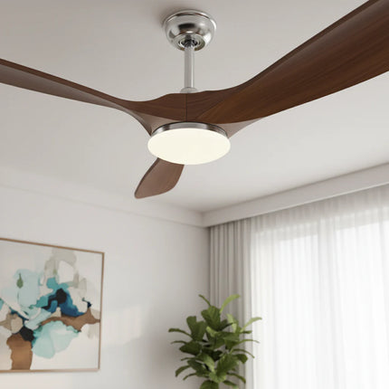 Ventilateur Plafond Silencieux - Argent et ABS Marron Foncé