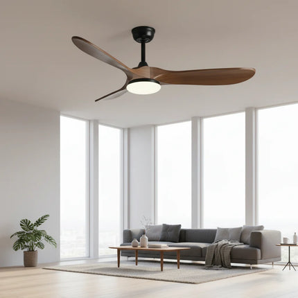 Ventilateur Plafond Silencieux - Noir et ABS Marron Foncé