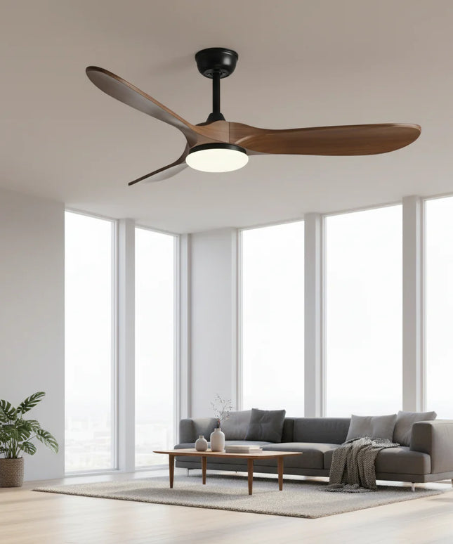 Ventilateur Plafond Silencieux - Noir et ABS Marron Foncé