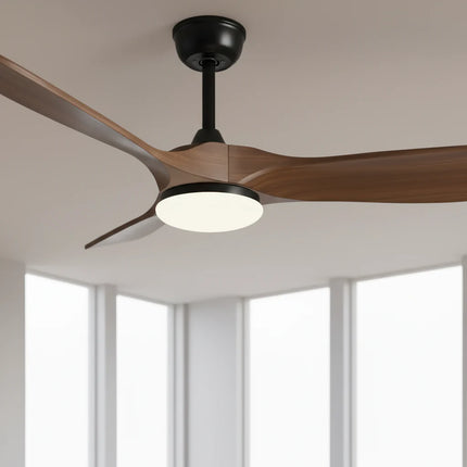 Ventilateur Plafond Silencieux - Noir et ABS Marron Foncé